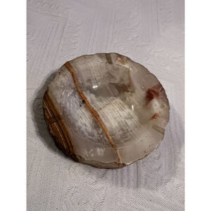 Brown And White Marble Round Ashtray For The Home